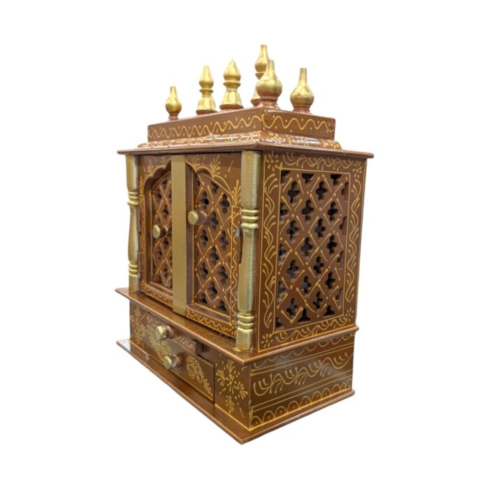 Wooden Mandir for Home - Led Backlit Panels and Doors