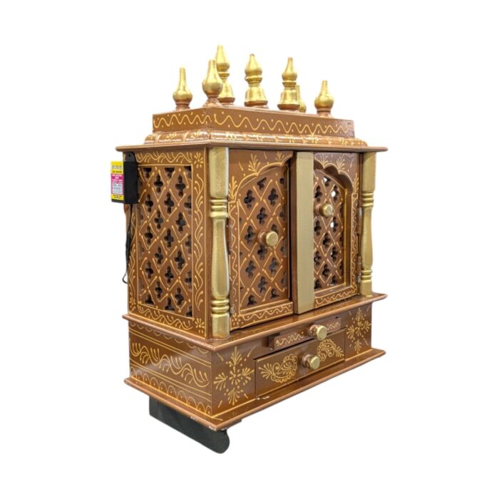 Wooden Mandir for Home - Led Backlit Panels and Doors