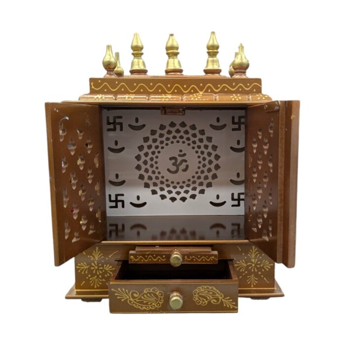 Wooden Mandir for Home - Led Backlit Panels and Doors