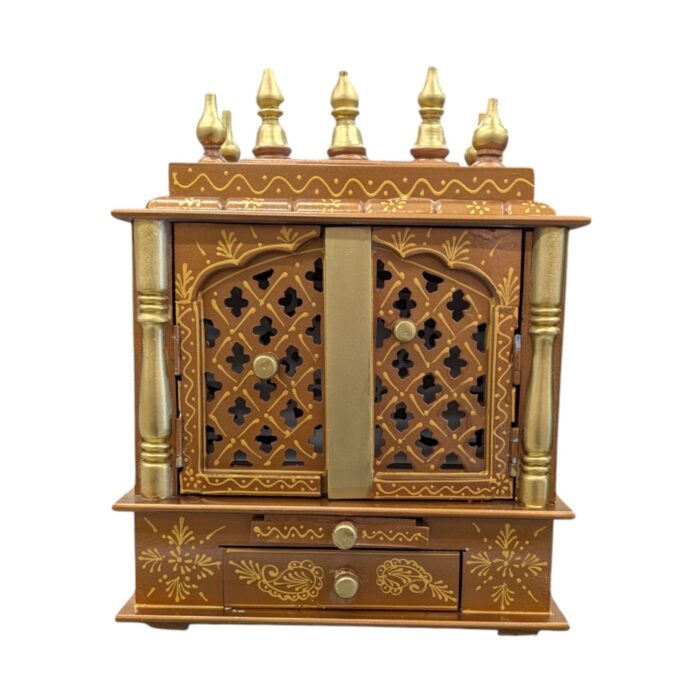 Wooden Mandir for Home - Led Backlit Panels and Doors