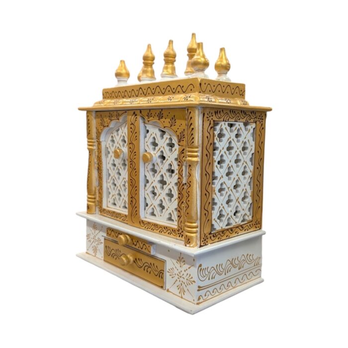 Wooden Mandir for Home - Led Backlit Panels and Doors