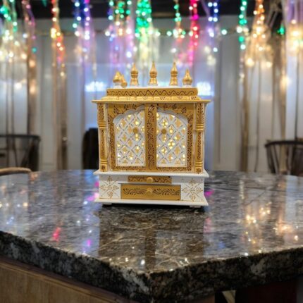Wooden Mandir for Home - Led Backlit Panels and Doors