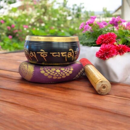 Brass Tibetan Singing Bowl Set- Black | Tibetan singing bowl sets for beginners