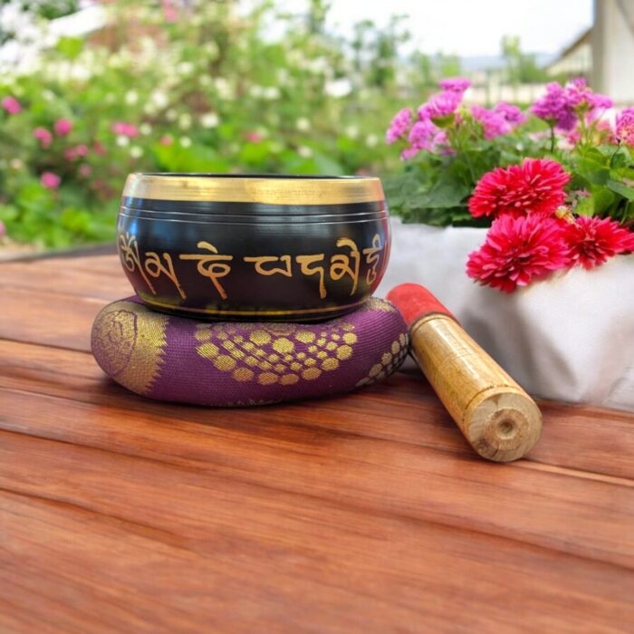 Brass Tibetan Singing Bowl Set- Black | Tibetan singing bowl sets for beginners