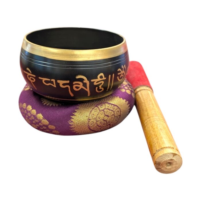 Brass Tibetan Singing Bowl Set- Black | Tibetan singing bowl sets for beginners
