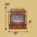 Wooden Puja Mandir for Home | Brown with Golden Hue | Om LED Back panel