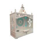 Wooden Puja Mandir for Home | White MDF with OM LED Backlit Panel
