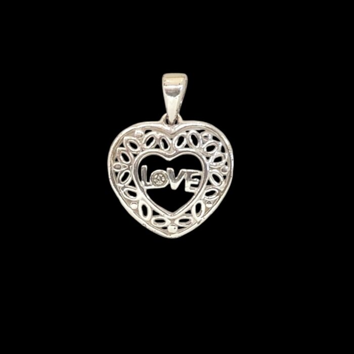 Pure Silver Heart with Love Pendant | 925 Sterling Silver
