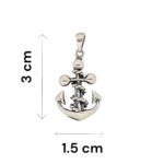 Dimensions of 925 Sterling Silver Anchor Charm Pendant - 3cm