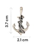 Dimensions of the pure silver anchor pendant