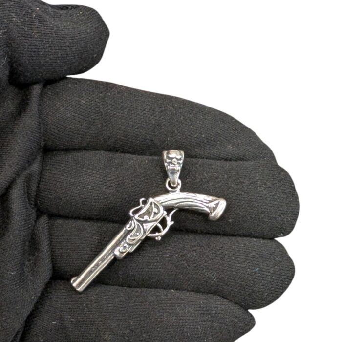 925 Sterling Silver Pistol Pendant - Image 3
