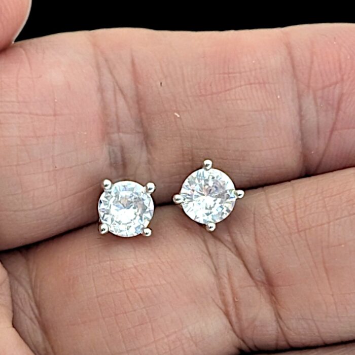 4 Prong Moissanite Earrings - 5mm Studs | Gift for her