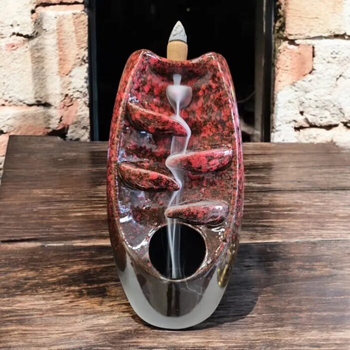 Backflow Incense Burner - Waterfall - Red | Backflow incense cones holder