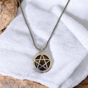 Tiger Eye stone encased in Pentagram pendant necklace