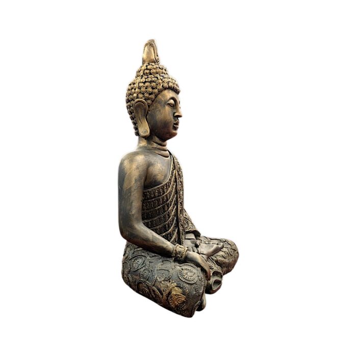 Side view of Meditating Buddha Statue Golden Black