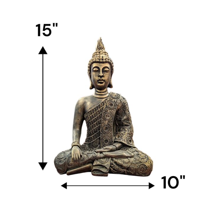 Dimensions of the Meditating Buddha Statue Golden Black