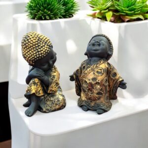 Baby Buddha Statue set - Golden Antique