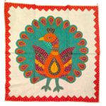 Cotton Tapestry Peacock Vintage Embroidery - Green