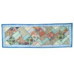Patchwork Indian table runner - Turquoise - Image 2
