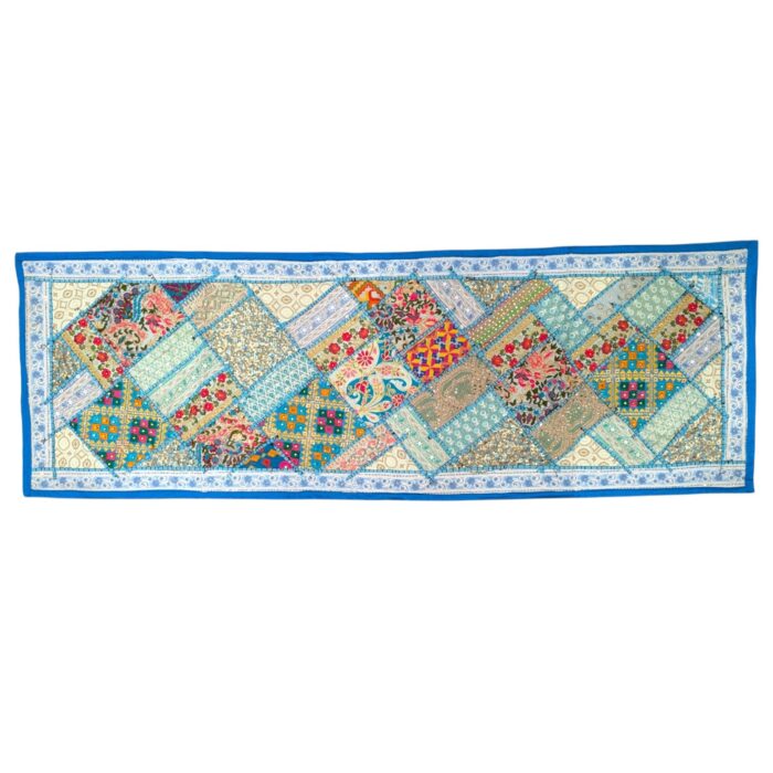 Patchwork Indian table runner - Turquoise - Image 2