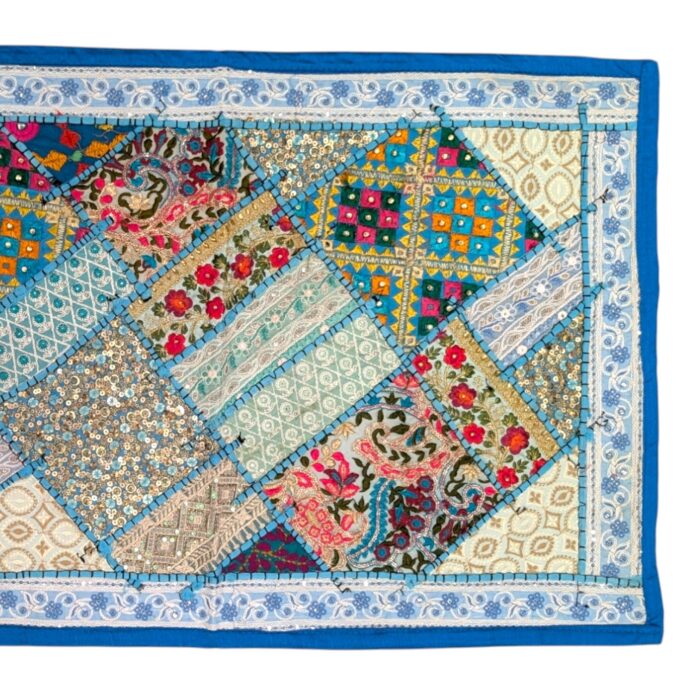 Patchwork Indian table runner - Turquoise - Image 4