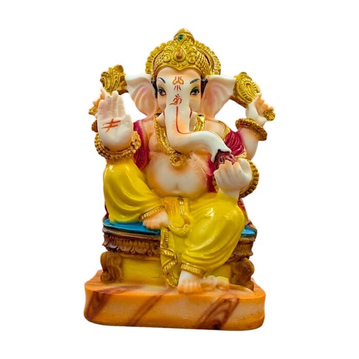 Ganesh Idol - 6 inch | Marble Finish Polystone | Perfect for Home Mandir
