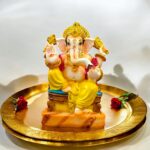 Ganesh On Singhasan - 6 inch - Matt finish | Ganesha Idol for Home Mandir