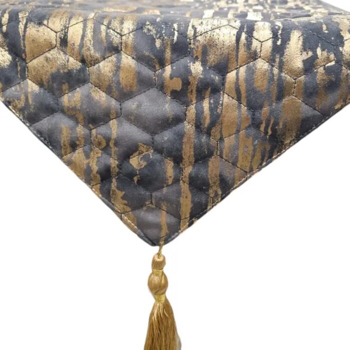 Luxurious Table runner | Padded with Grey and Gold hues