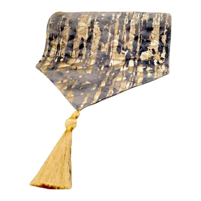Luxurious Table runner | Padded with Grey and Gold hues