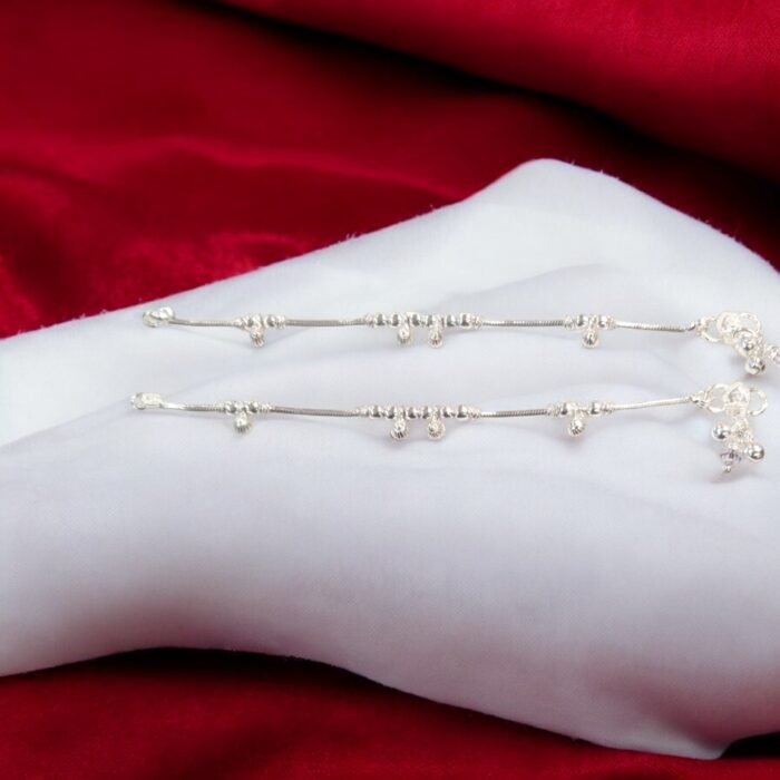 Pair of Pure Silver Anklet - 6.5 inch | Pure silver anklet for baby