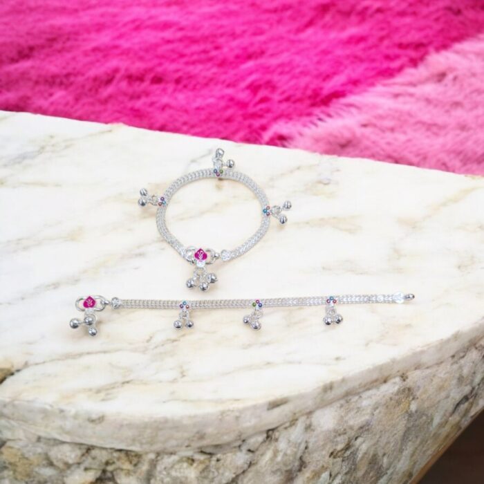 Pair of Pure Silver Anklet - 6.5 inch | Pure silver anklet for baby