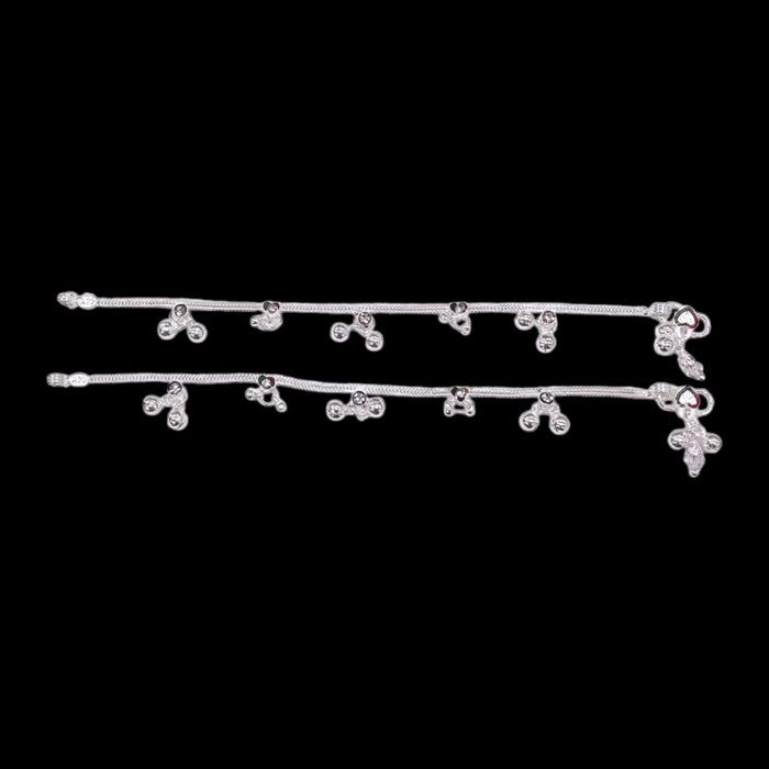 Pair of Pure Silver anklets - 7.5 inch | Anklets for Girl