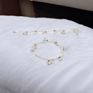 Pair of Pure Silver anklets - 7.5 inch | Handmade in India