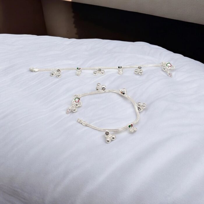 Pair of Pure Silver anklets - 7.5 inch | Handmade in India