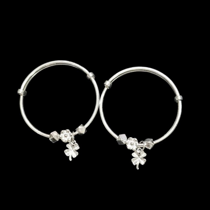 Small Silver Charm Bracelet - Flower | Pair of bracelet