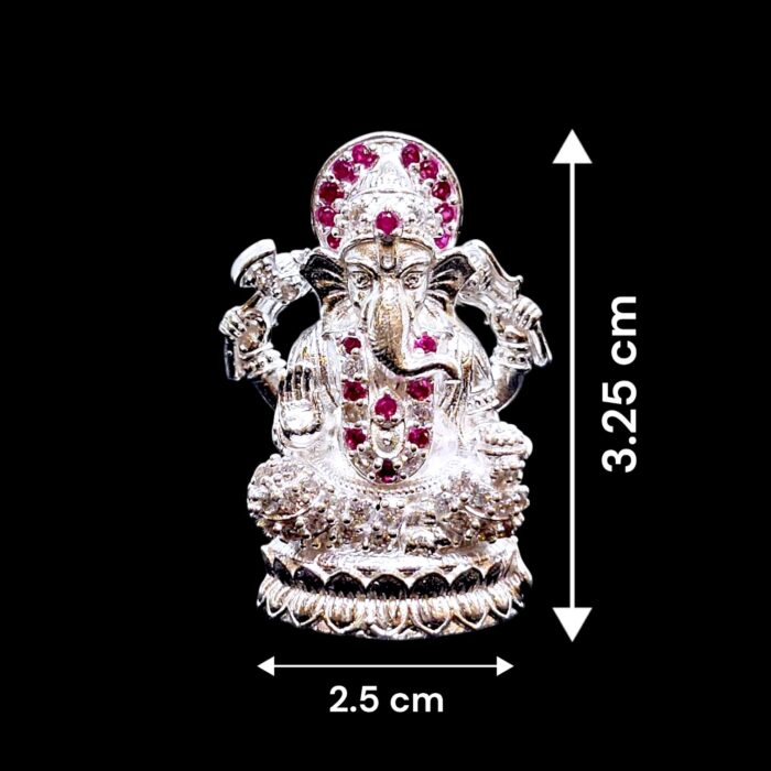 Dimensions of the Pure silver Ganesh Idol with stone work