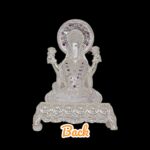 Back side view of Pure silver Lakshmi Idol on throne