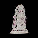 Side view of Pure silver Lakshmi Idol | Small Silver Lakshmi Statue