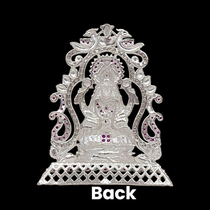 Back side view of Pure silver Lakshmi Idol | Small Silver Lakshmi Statue