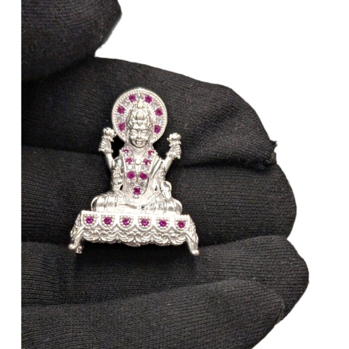 Real look and feel of the Side view of Pure silver Lakshmi Idol on throne