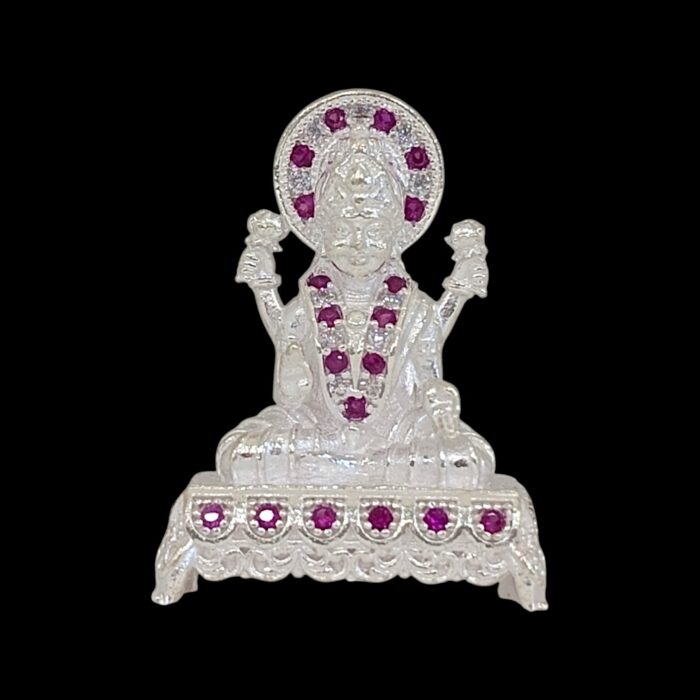 Pure Silver Lakshmi Idol - Dazzle Series with embedded stones