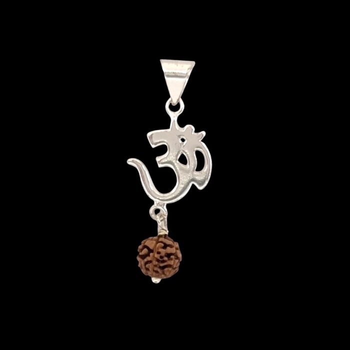 Om with rudraksha silver pendant | 925 sterling silver