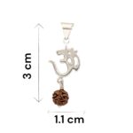 Dimensions of Om with rudraksha silver pendant | 925 sterling silver