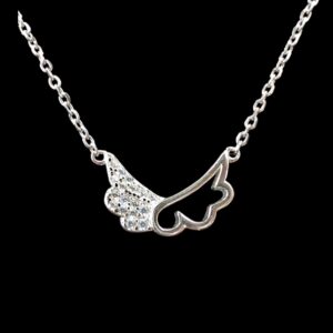 Close up view of the sterling silver pendant and chain