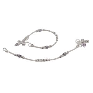 Pair of pure Silver Anklets - 5.5 inch
