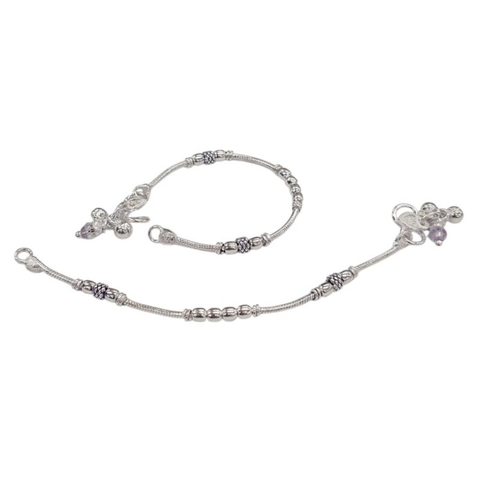 Pair of pure Silver Anklets - 5.5 inch