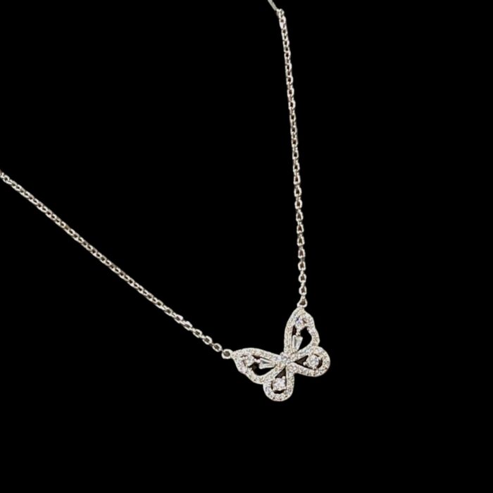 Pure Silver Butterfly Pendant with Chain | 925 Sterling Silver Necklace