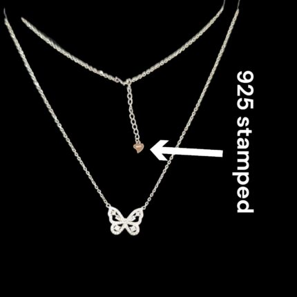 925 stamped Pure Silver Butterfly Pendant with Chain | 925 Sterling Silver Necklace