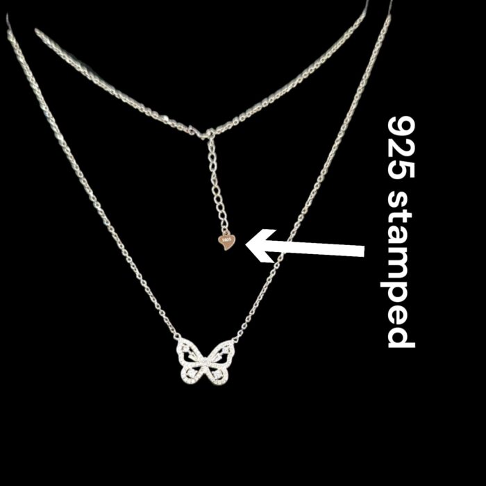 925 stamped Pure Silver Butterfly Pendant with Chain | 925 Sterling Silver Necklace