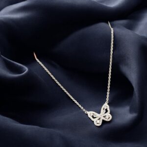 Pure Silver Butterfly Pendant with Chain | 925 Sterling Silver Necklace